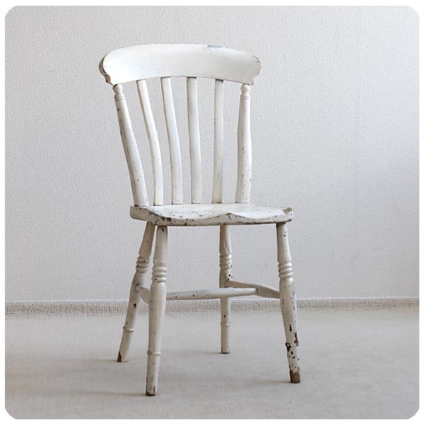 イギリス アンティーク ペイントキッチンチェア 木製椅子 家具 シャビー 英国「ラスバックチェア」V-625