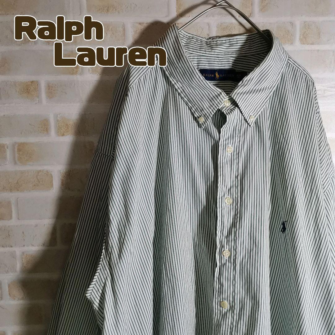 ラルフローレン Ralph Lauren シャツ 長袖 緑 ストライプ