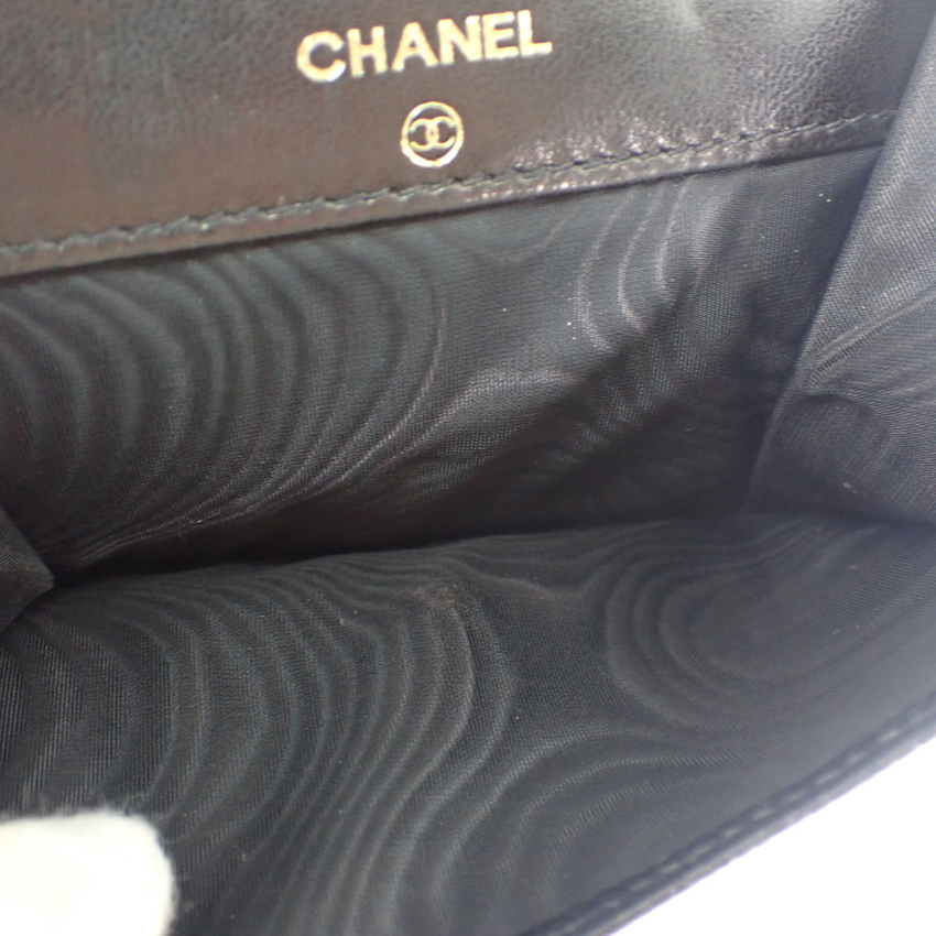 【中古】CHANEL/シャネル キャビアスキン ブラック3つ折り 財布[b21-55］_画像4