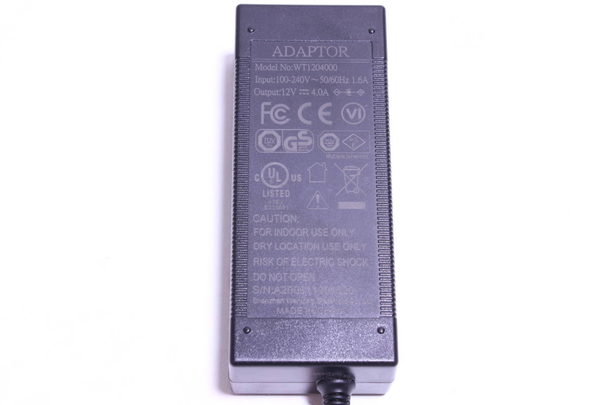 AC Adapter アダプター Model No:WT1204000 12V 4.0A 48W 5.5㎜x2.5㎜x10㎜ I型 JAPANNEXT等