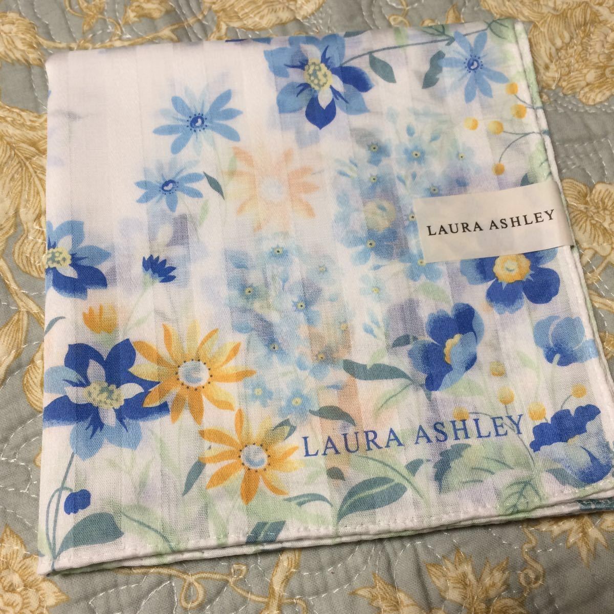 LAURA ASHLEY Laura Ashley большой размер носовой платок цветочный принт оттенок голубого не использовался C