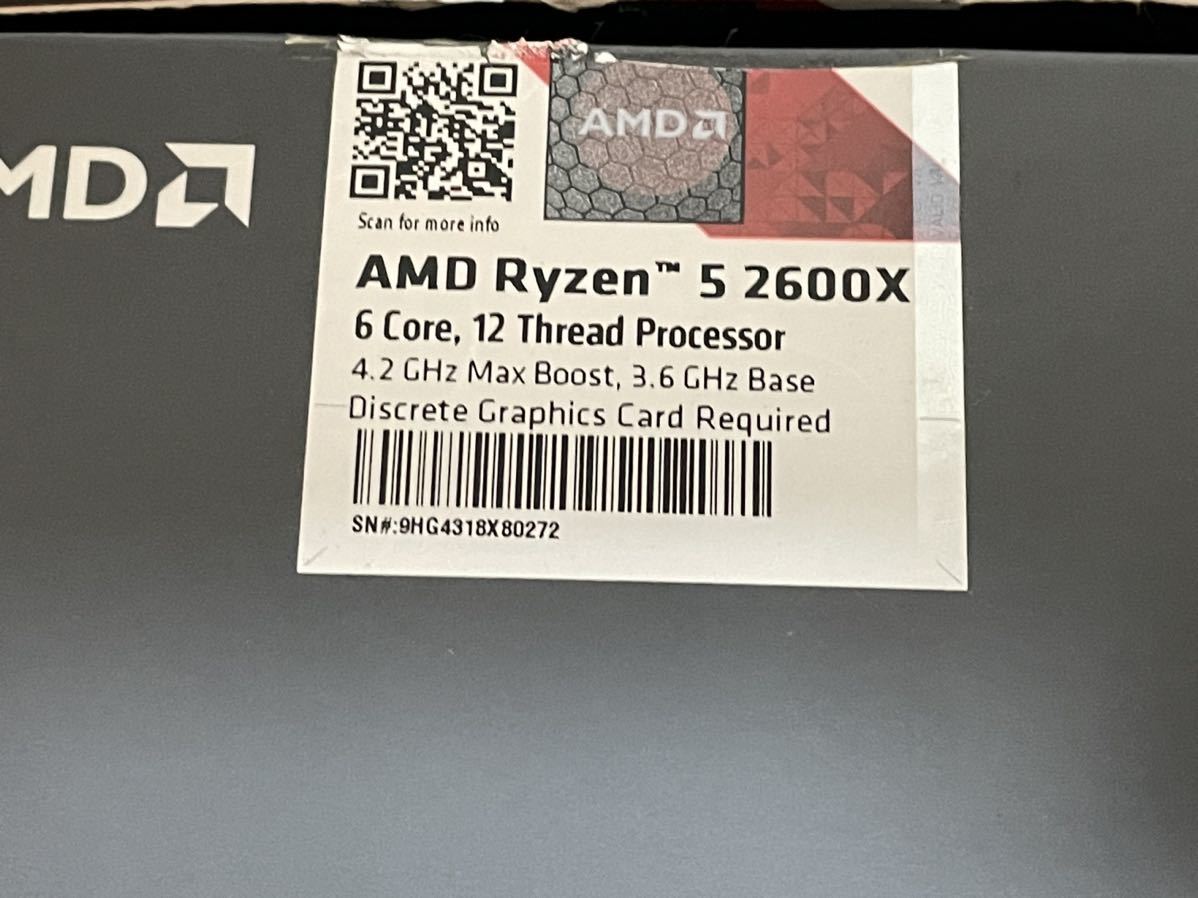1円〜　AMD Ryzen5 2600X 中古動作確認済み_画像2