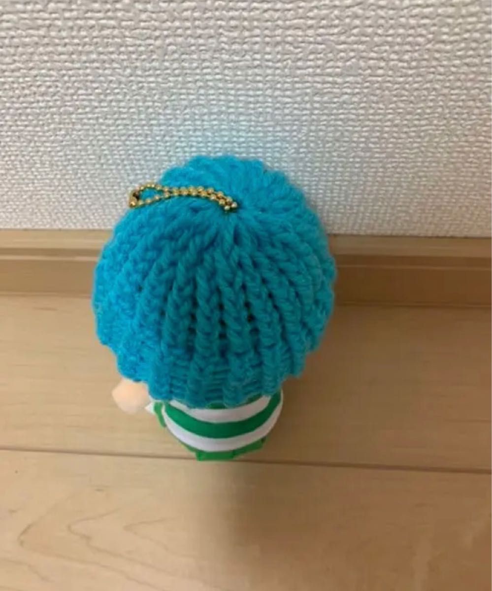 ハンドメイド ニット帽 ちびぬい用 水色