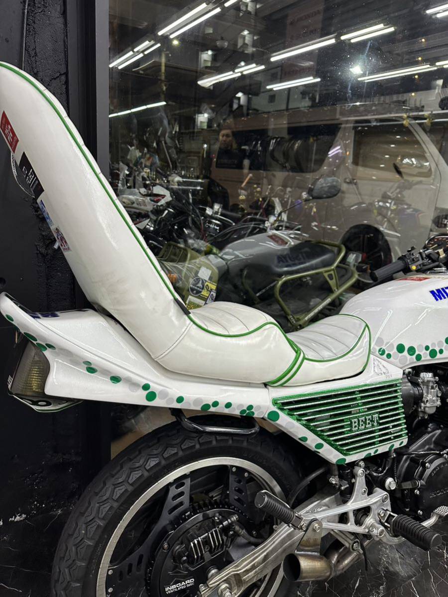 cbx400f cbx550f 3段シート オオカワ 大川 45センチ 白 緑 エナメル