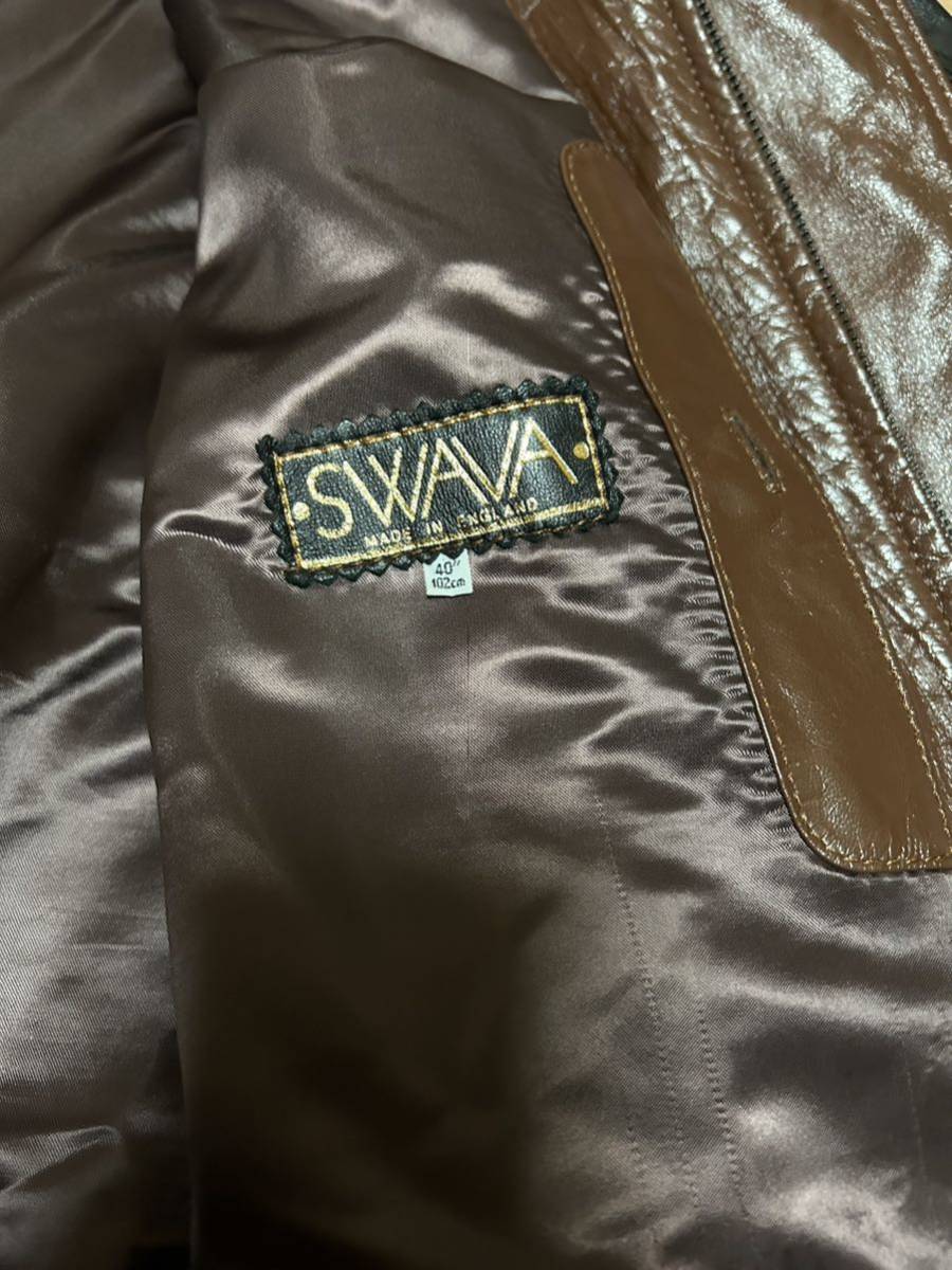 美品 90s Made In England SWAVA 切替レザー ジャケット 40 美品 90s Made In England SWAVA 切替レザー ジャケット 40