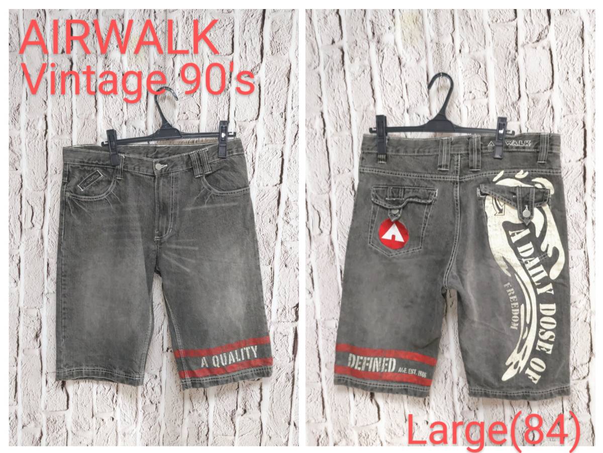 ★送料無料★ AIRWALK デニムパンツ エアウォーク ハーフパンツ 90's ヴィンテージ メンズ ショーツ Largeの画像1