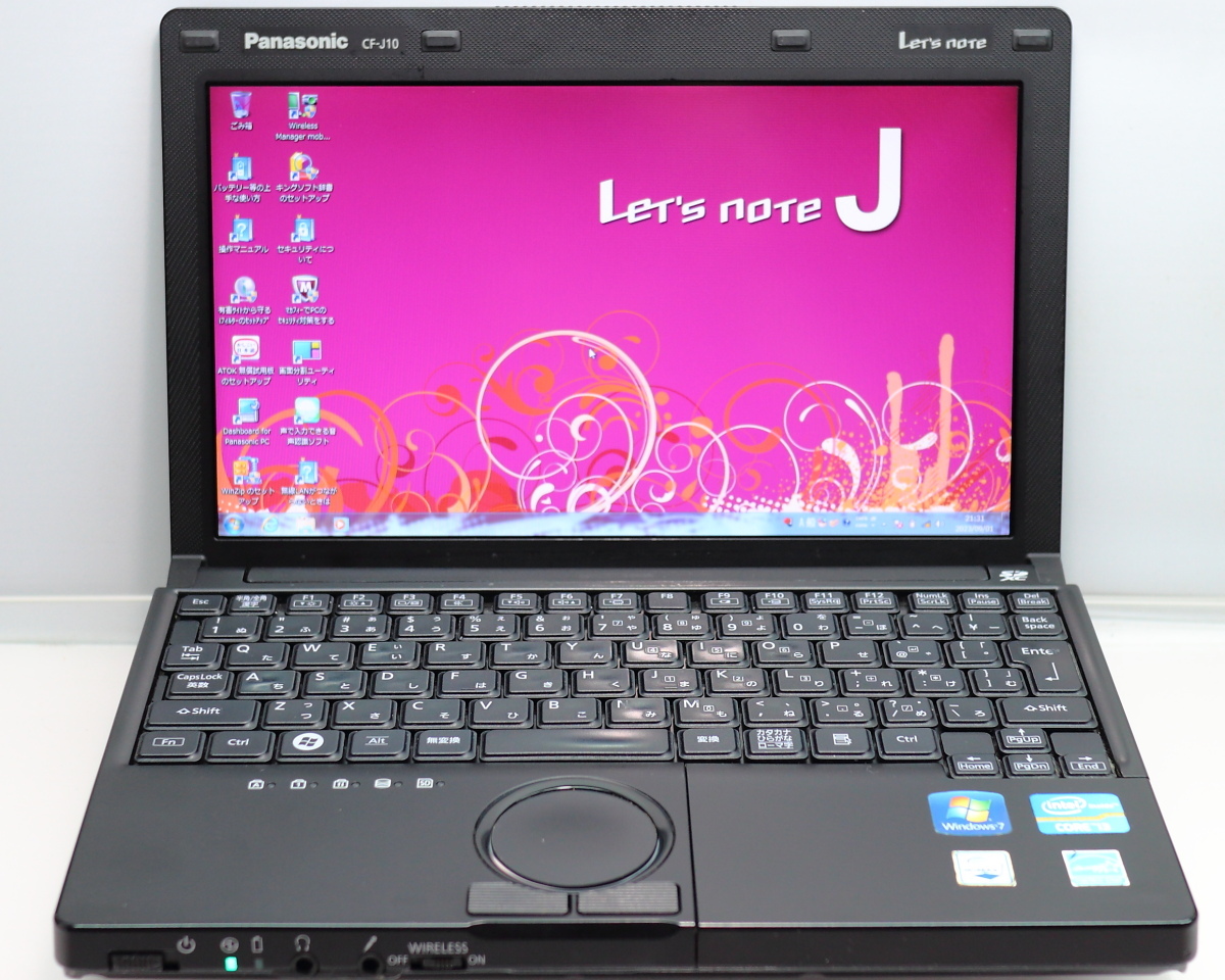 【お買い得！】 J10 note Let’s Panasonic CF-J10RYAHR/10.1TFT/Core #0901 64ビット Professional i3-2310M/3GBメモリ/HDD320GB/無線LAN/Windows7 12インチ未満