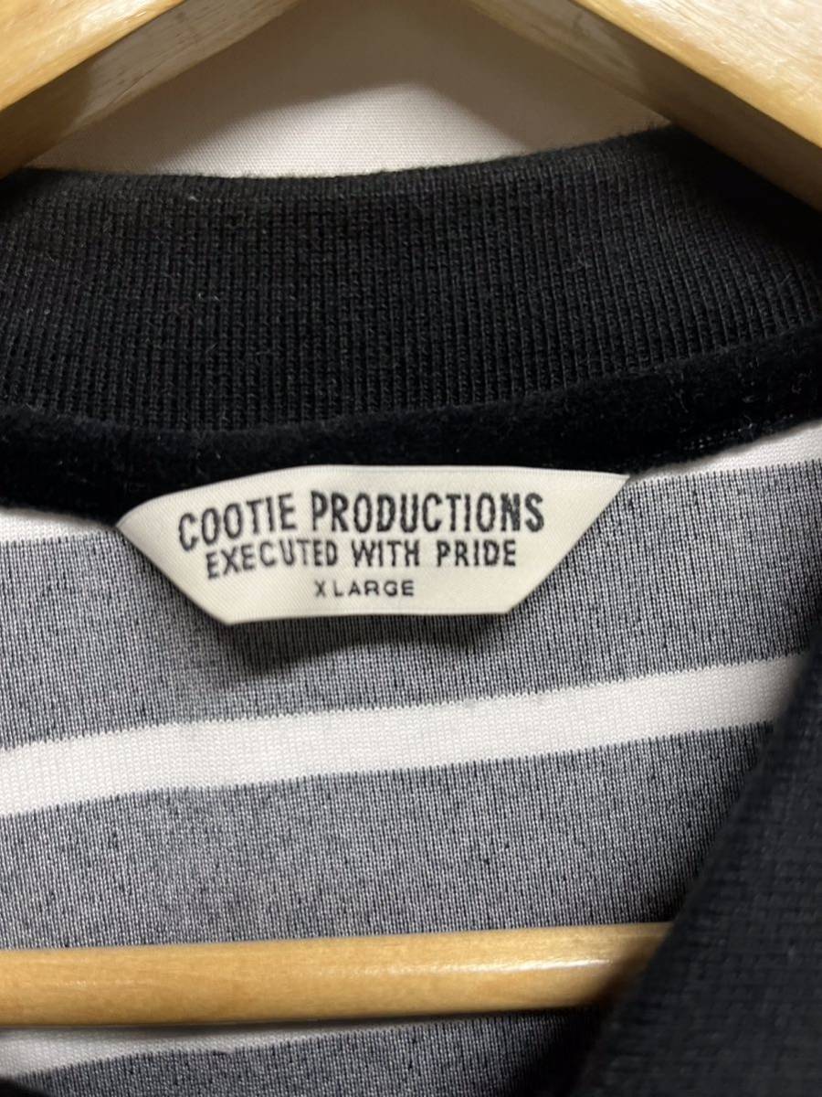 【COOTIE クーティー】CTE-21A304 Velour Border ベロアボーダー ポロシャツ XL モノクロ コットン 日本製 2309oki_画像4