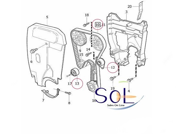 ボルボ C70 S70 V70 S80 XC70 XC90 タイミングベルト テンショナープーリー アイドラプーリー ウォーターポンプ ドライブベルト 5点セット_画像2