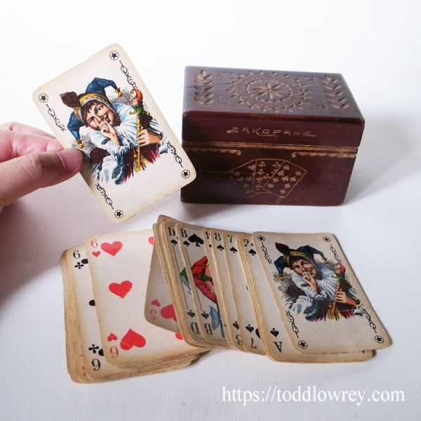 【ポーランドの森の町から】アンティーク トランプ ドイツ セット 木箱入り◆Antique Playing Card Set with Caving Box ZAKOPANE◆_画像9