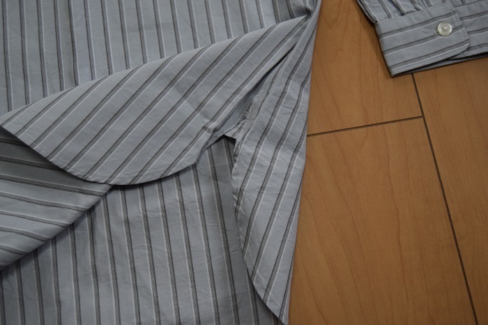 [ unused goods ] FORK&SPOON regular color big shirt gray series stripe 5(L size )