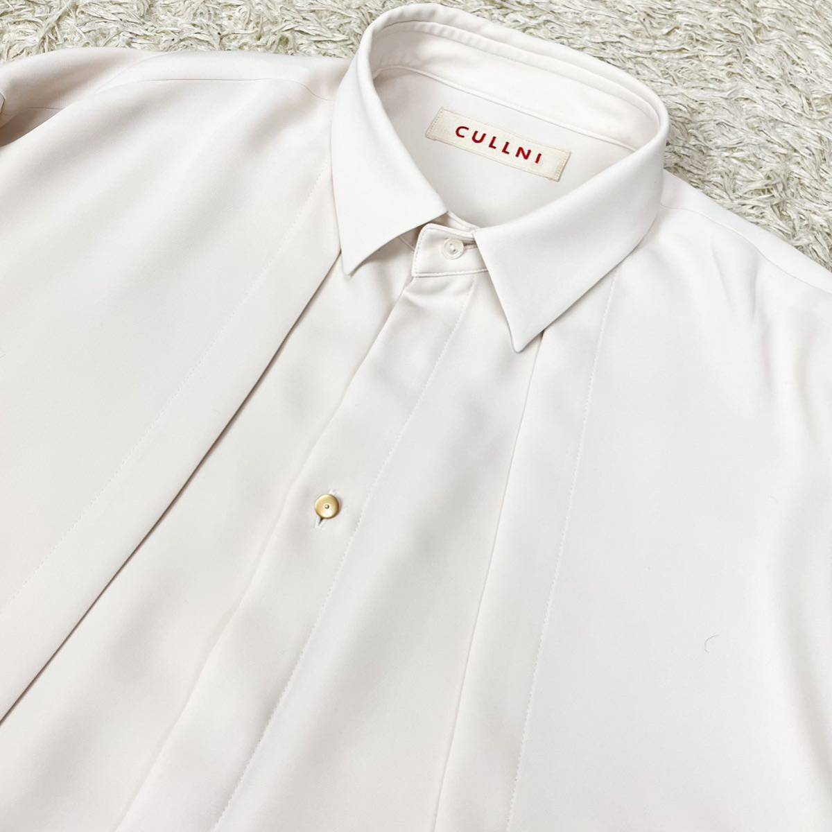 CULLNI クルニ 2021SS ドレープ STUDIOUS別注 LAYERED SHIRTS レイヤードシャツ オーバーサイズ ホワイト  アイボリー 白 メンズ 2 XL 相当