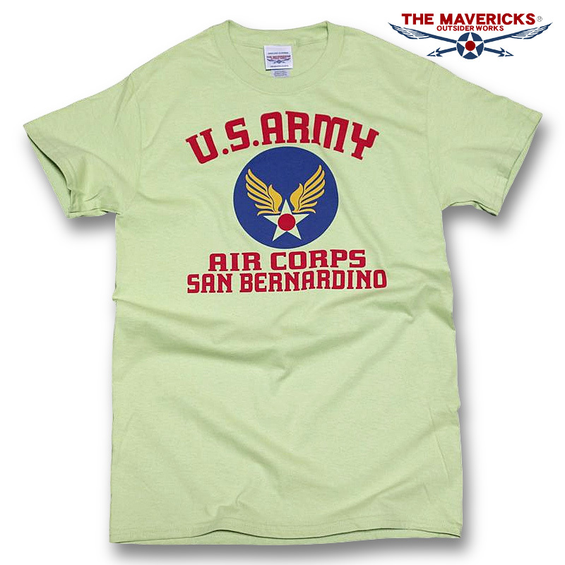 Tシャツ M メンズ エアフォース 半袖 アメカジ MAVERICKS ブランド ミリタリー USAAC アメリカ 陸軍航空隊1940 ピスタチオ_画像1