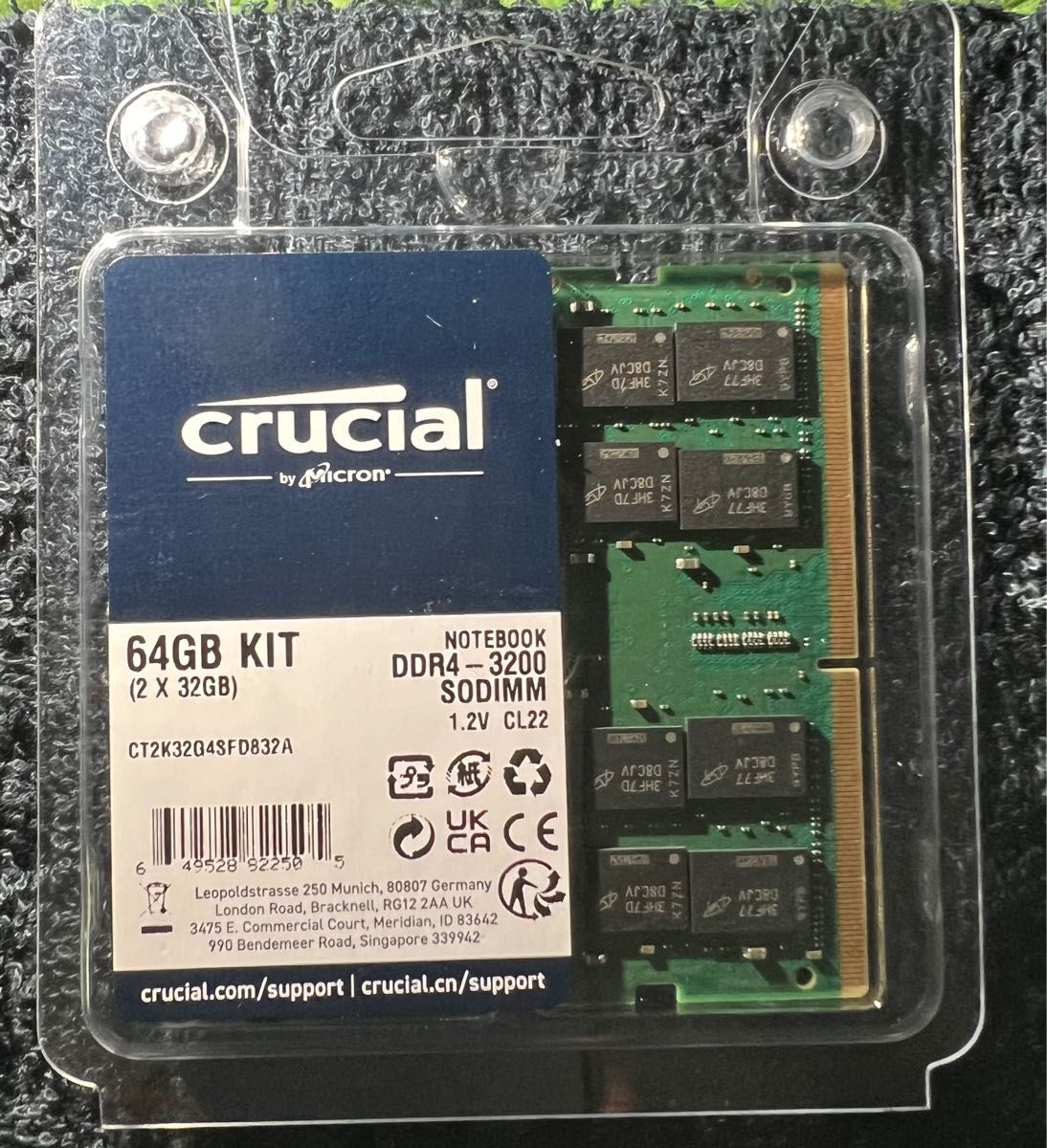 メモリ 64GB（32GB×2枚組）ノート用 Crucial DDR4-3200｜PayPayフリマ