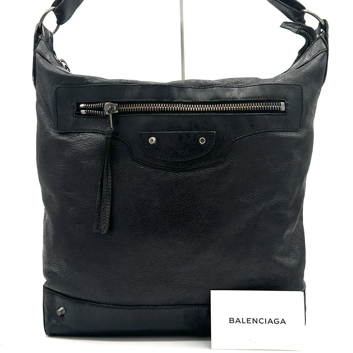 ultimate beautiful goods ]BALENCIAGA Balenciaga shoulder bag .. shoulder ..A4 size leather black unisex : Real Yahoo auction salling