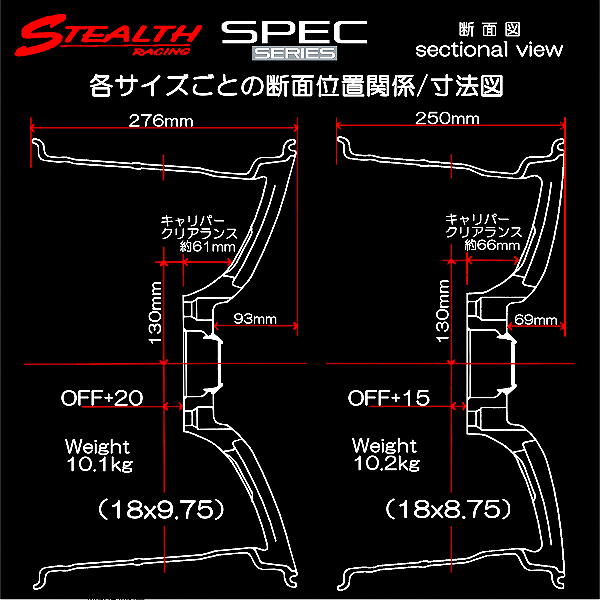 ■ ステルスレーシング Spec01 ■ 18X9.75J+20　PCD114.3　ホイール4本セット　走り屋/チューニングカーにお勧め幅広サイズ!!_画像5