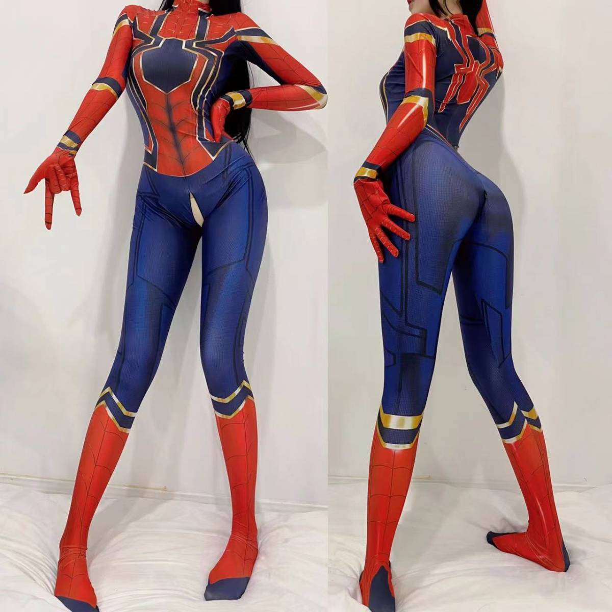  most new work [8504]Lsize super sexy 3D print Leotard whole body body suit lady's cosplay fancy dress photographing Spider-Man open black chi
