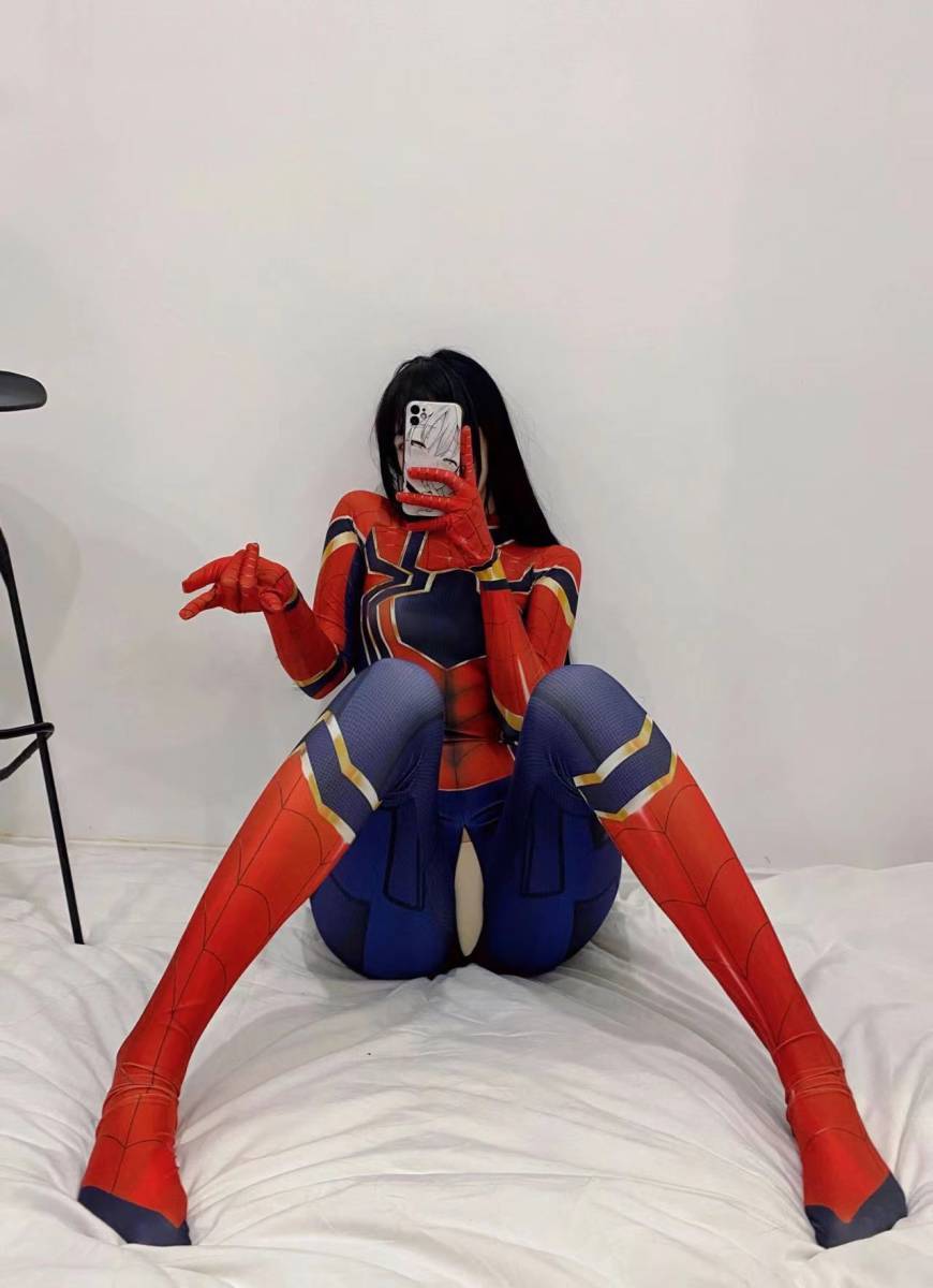  most new work [8504]Lsize super sexy 3D print Leotard whole body body suit lady's cosplay fancy dress photographing Spider-Man open black chi