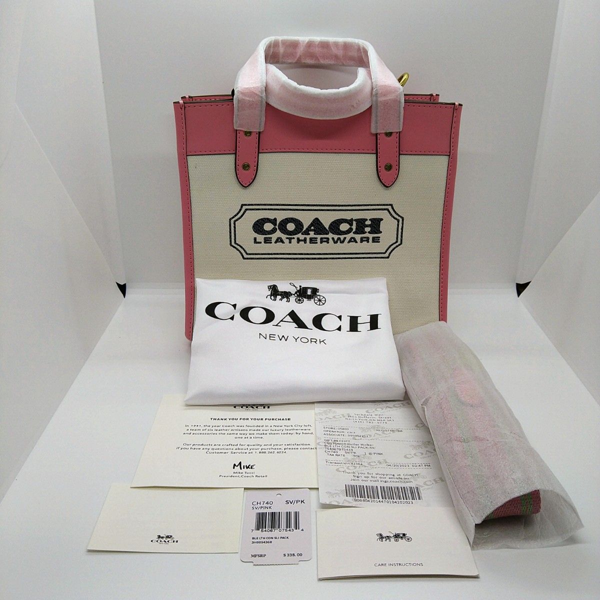 未使用】COACH フィールドトートバッグ 2way CH740 フラワーピンク