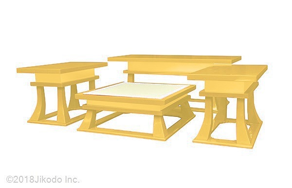 寺院仏具】金色塗り 慈光型の登高座セット(向机幅105cm) 国内自社 寺院仏具】金色塗り 慈光型の登高座セット(向机幅105cm) 国内自社
