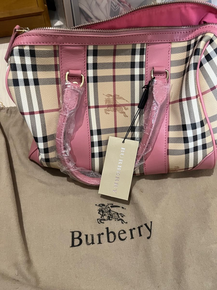 SU6 BURBERRY バーバリー ノバチェック PVC×レザー ハンドバッグ