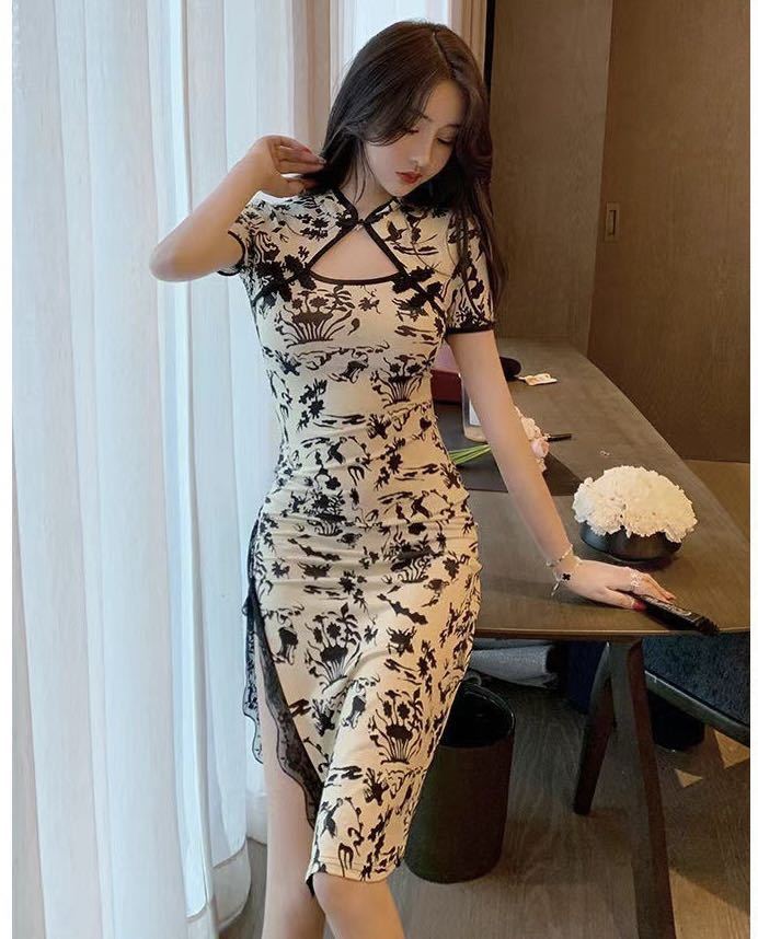 . origin cut out China dress One-piece sexy wedding party 