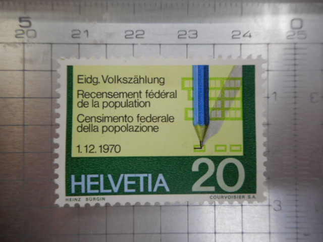 切手　古い切手　記念切手　記念　世界の切手 等 20 HELVETIA 1, 12,1970 ELDG VOLKSZAHLUNG ーRー026_画像2