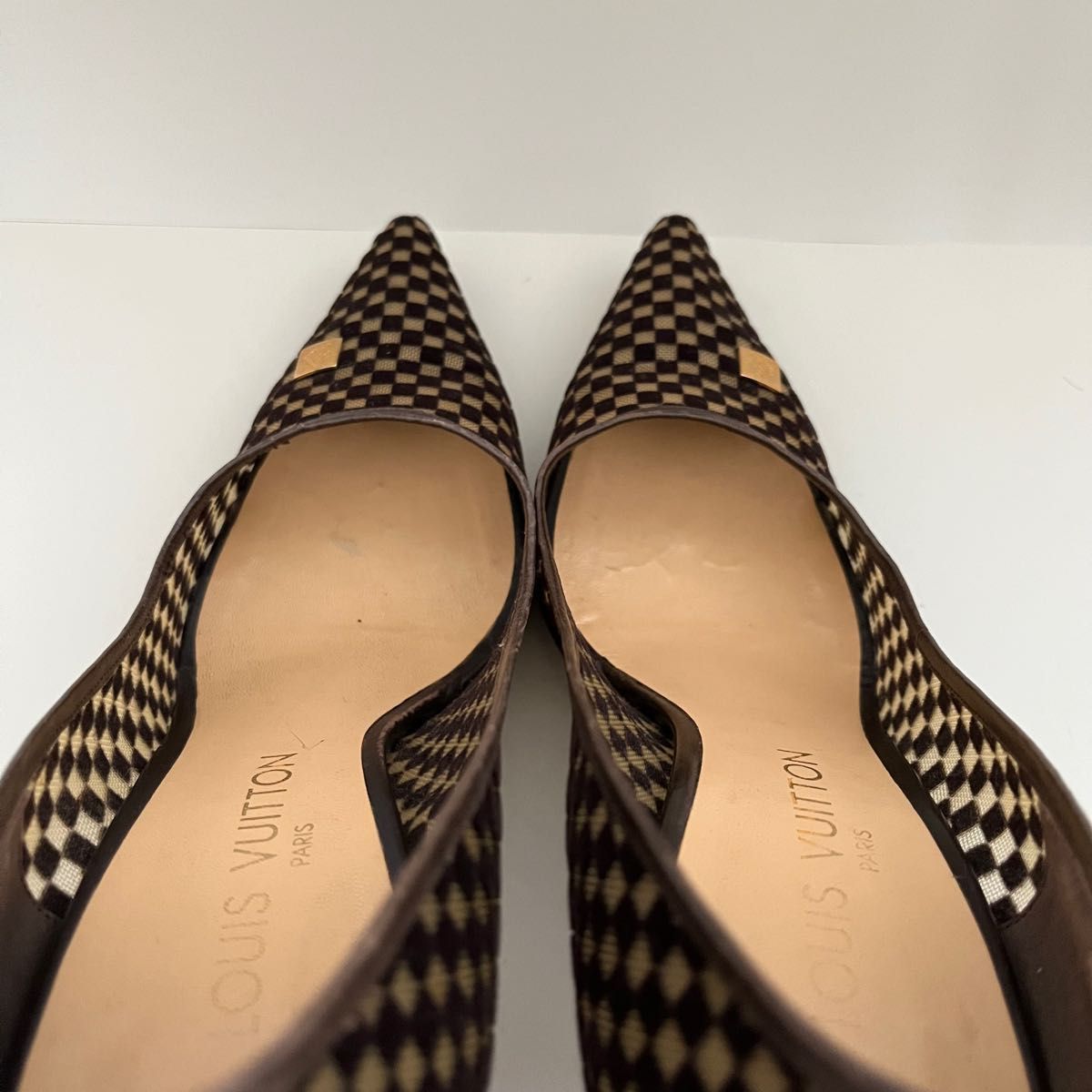 美品エレガント)LOUIS VUITTON ダミエ柄パンプス(37)24cm|Yahoo