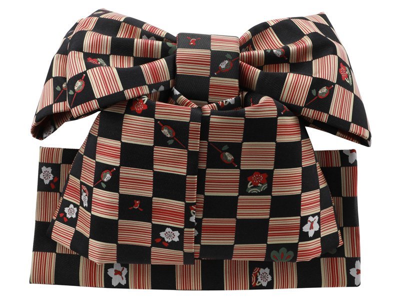大割引 大寸 結び帯 七歳用 □七五三□ 単品 da-237-04 黒市松 新品 帯