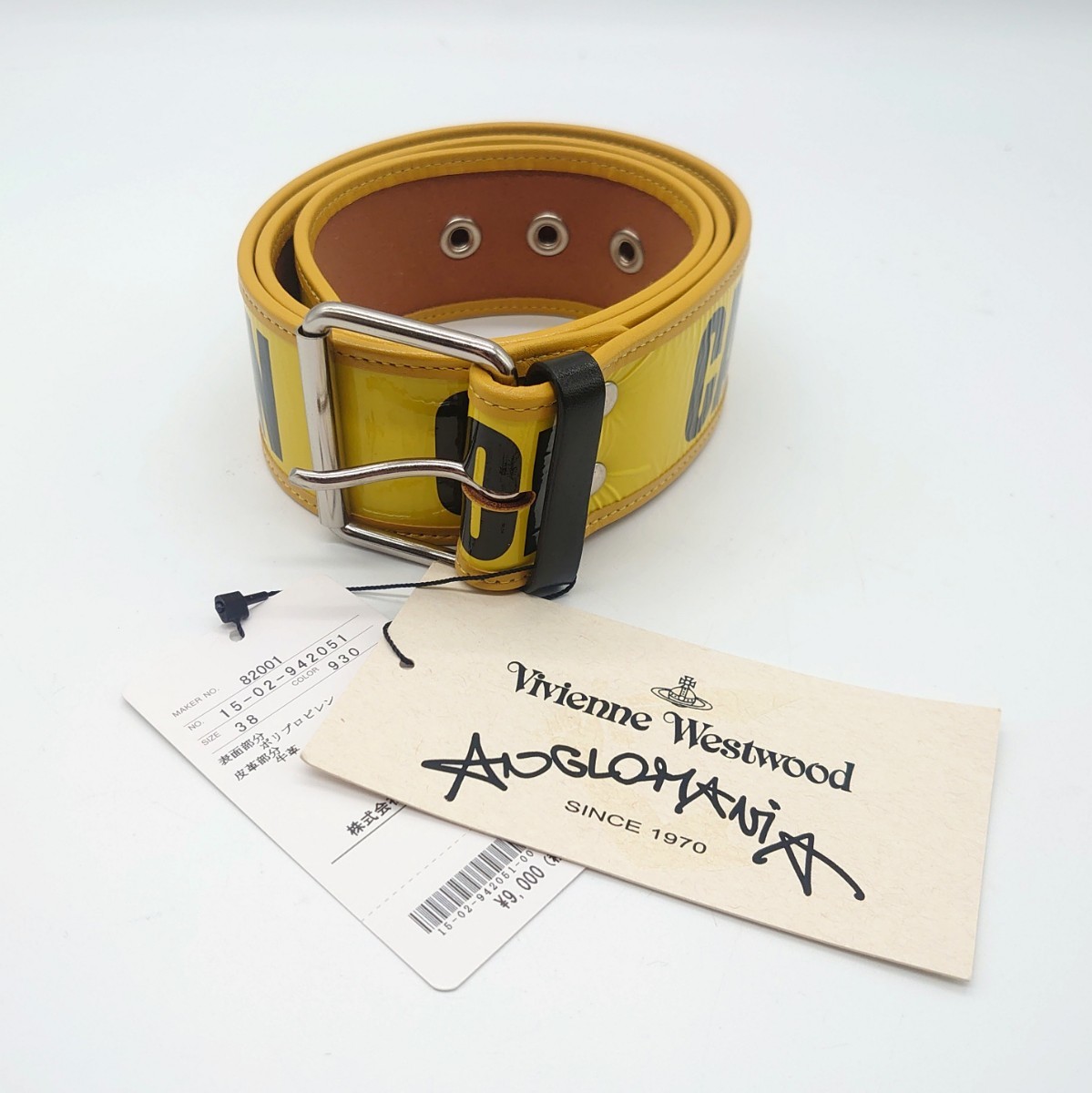 Vivienne Westwood ANGLOMANIA ヴィヴィアン・ウエストウッド アングロマニア ベルト イエロー ブラック 金具 ブランド ロゴ tp-23x871_画像1