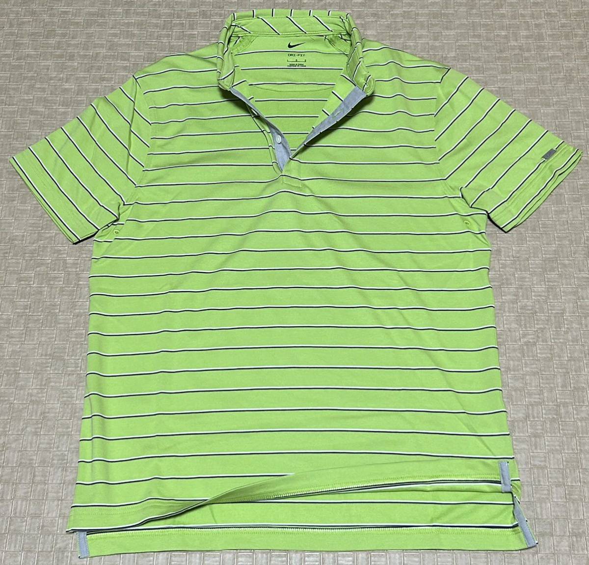 NIKE GOLF・DRI-FIT ナイキ ゴルフ プレイヤー ストライプ S/S ポロ ボーダー ポロシャツ・L サイズ・新品_画像2