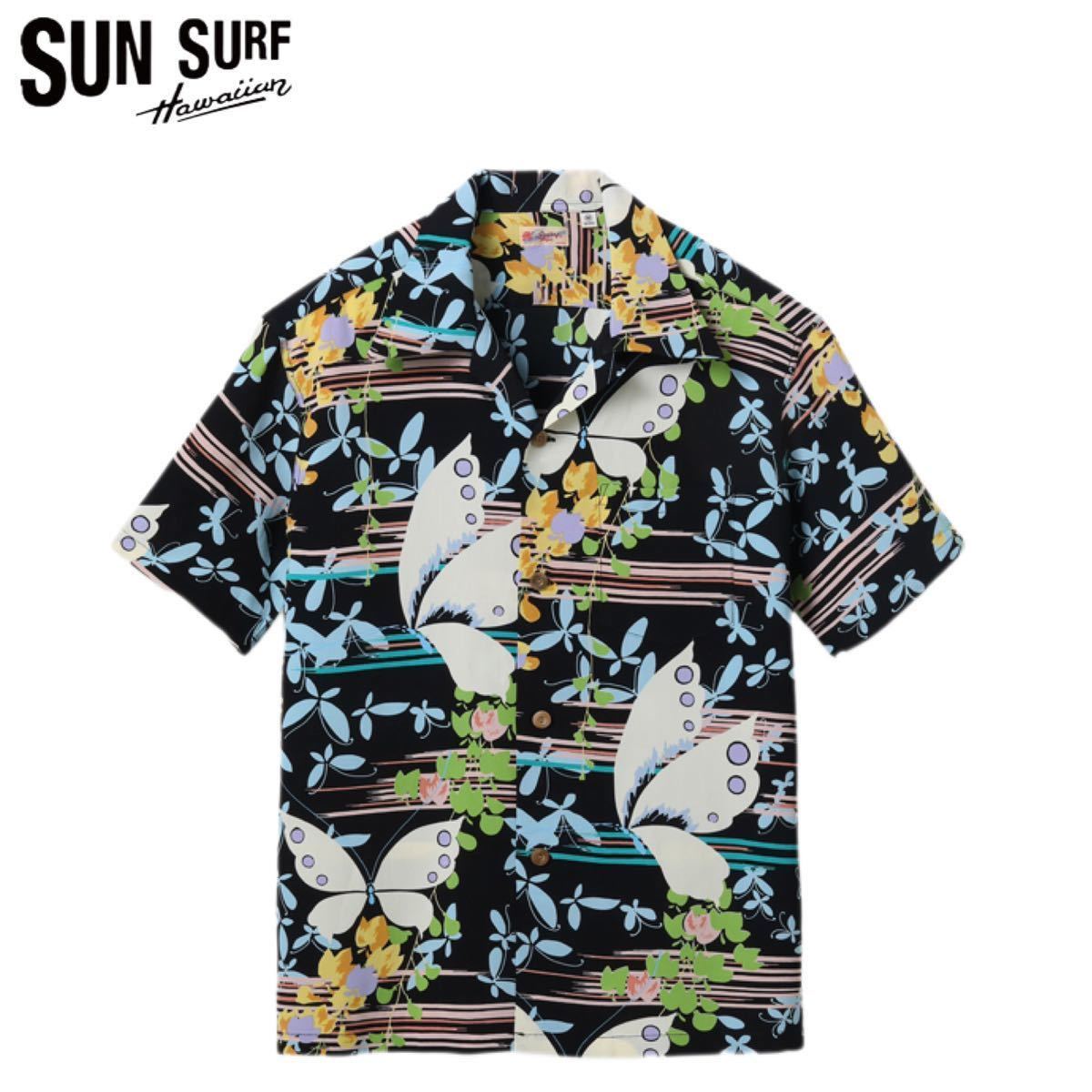 SUN SURF 119BLACK/SIZE XXL SS39027 “FLUTTERING BEAUTY” サンサーフ アロハシャツ_画像1