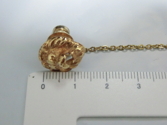 *K18 tiepin tie tack lion lion 