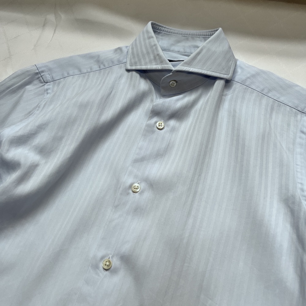 送料無料 鎌倉シャツ Maker's Shirt kamakura 225 Liberty ホリゾンタルカラー カッタウェイ ストライプ ビジネス シャツ 長袖 シャツの画像2