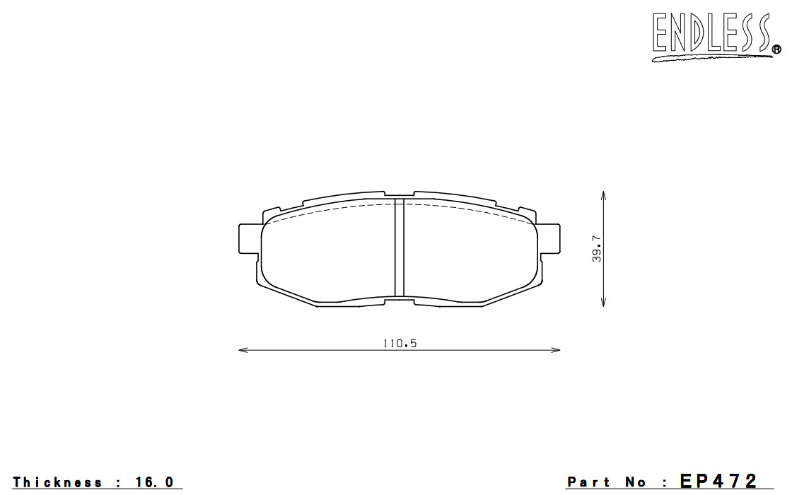 ENDLESS ブレーキパッド MX72 PLUS リア レガシィ BM9/BR9(ターボ/25i/Sパッケージ) EP472MXPL_画像3