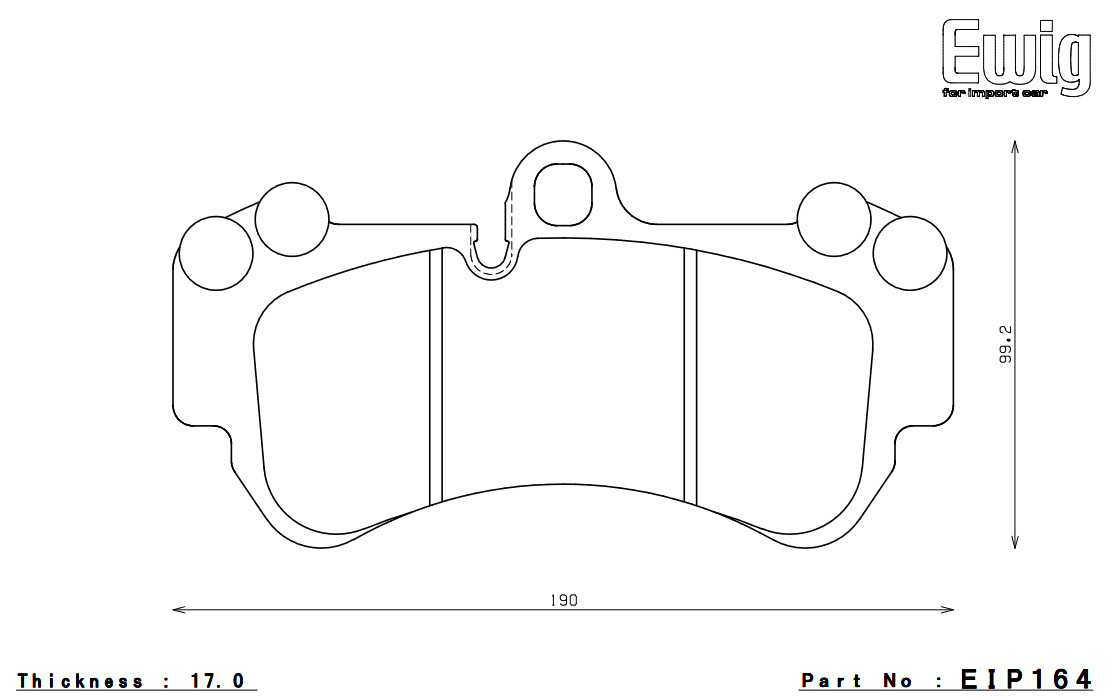 ENDLESS エンドレス ブレーキパッド Ewig MX72 フロント Volkswagen Touareg 7LBHKS 7LBHKA 3.6 V6 F:6POT PR No.1KQ EIP164MX72_画像3
