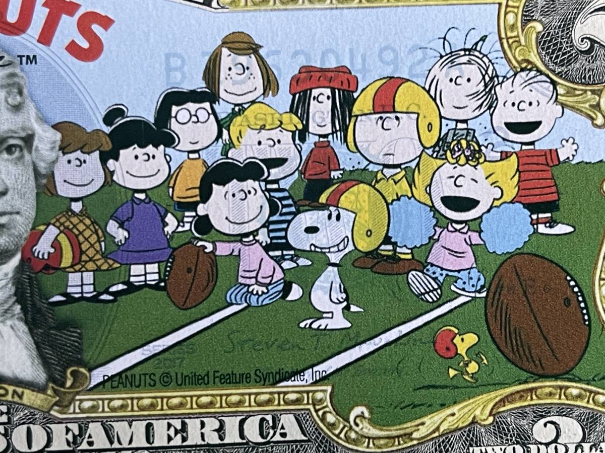  Snoopy Peanuts. компания .. американский футбол 2 доллар . американский футбол $2 Peanuts Snoopy Charlie Brown Woodstock 