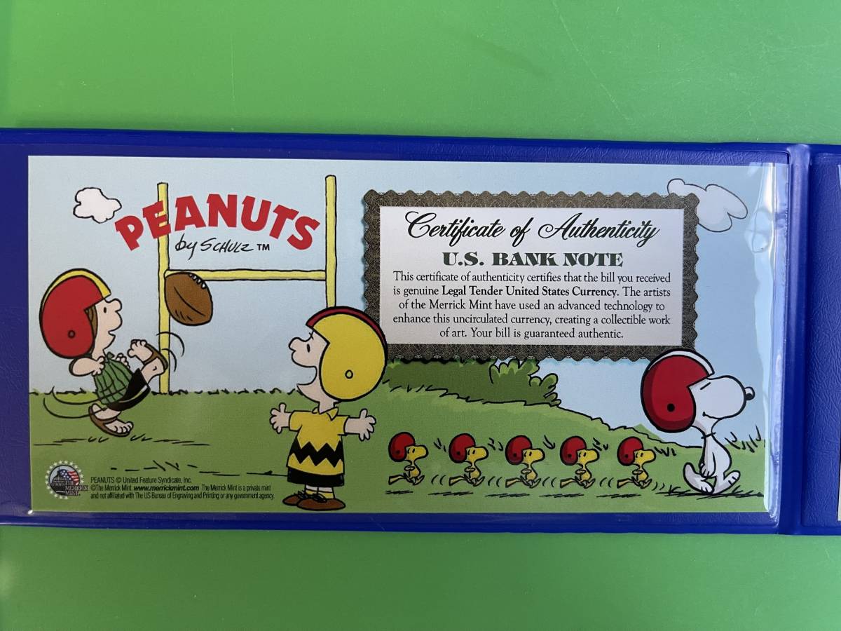 スヌーピー ピーナッツの仲間たち アメフト 2ドル札 アメリカンフットボール $2 Peanuts Snoopy チャーリーブラウン ウッドストック