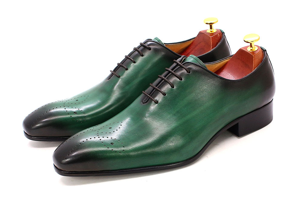 最高級 ビジネスシューズ メンズ 新作 職人手作り 手塗仕上げ 本革 レザーシューズ 紳士靴 革靴 フォーマル 緑 24cm~28cm