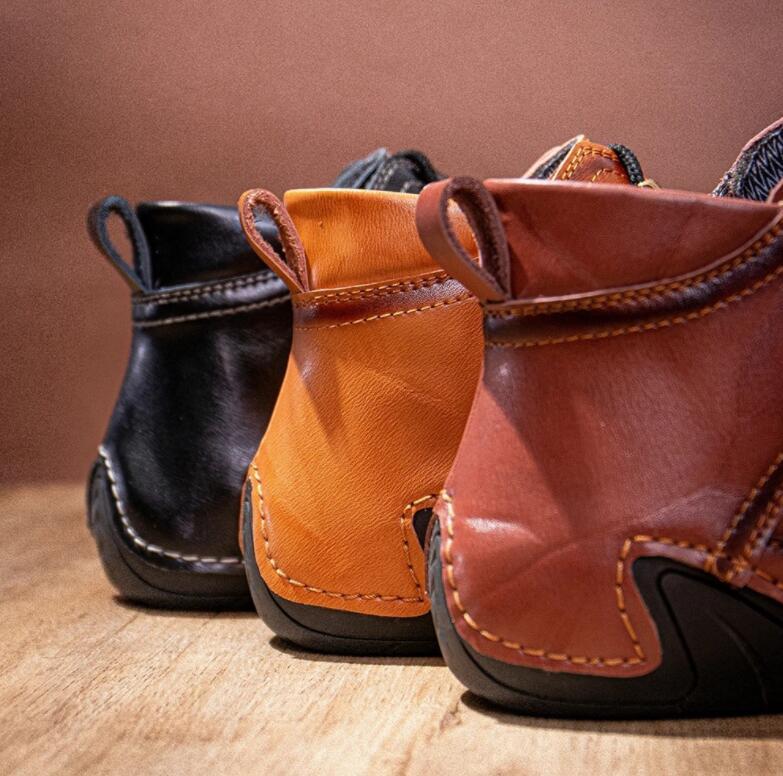 ショートブーツ 本革 レザーシューズ メンズ 牛革 スニーカー カジュアルシューズ ハイカット 柔らか 歩きやすい靴ブラック 25.0cm_画像2