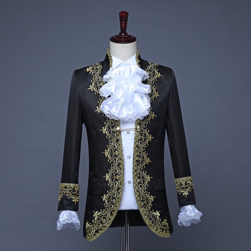 【限定品】 宮廷 上質4点セット 新品 コスプレ衣装 (ブラック 王子 男性用