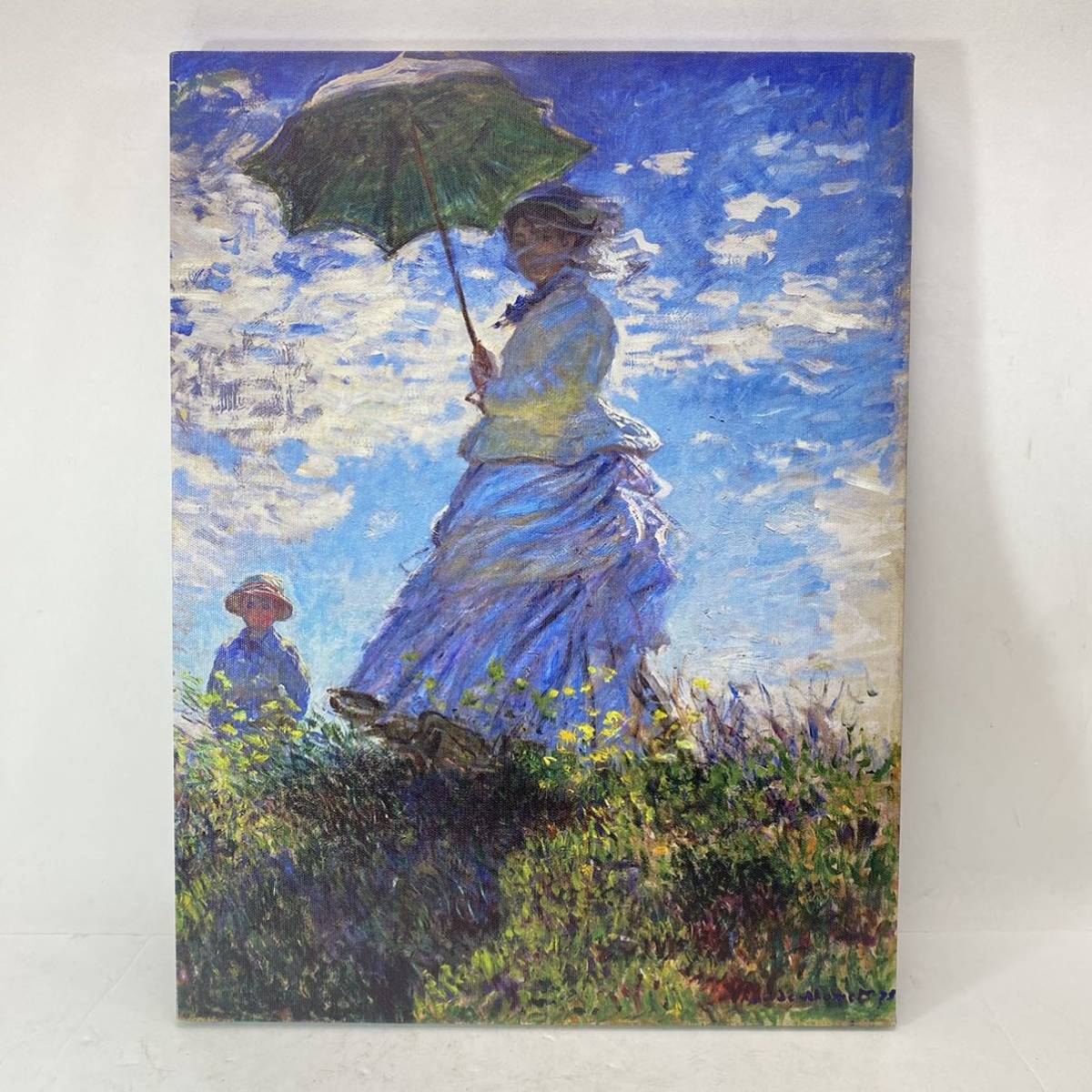 絵画 クロード・モネ 散歩、日傘をさす女 油絵風 プリント 壁飾り インテリア 人物画_画像1