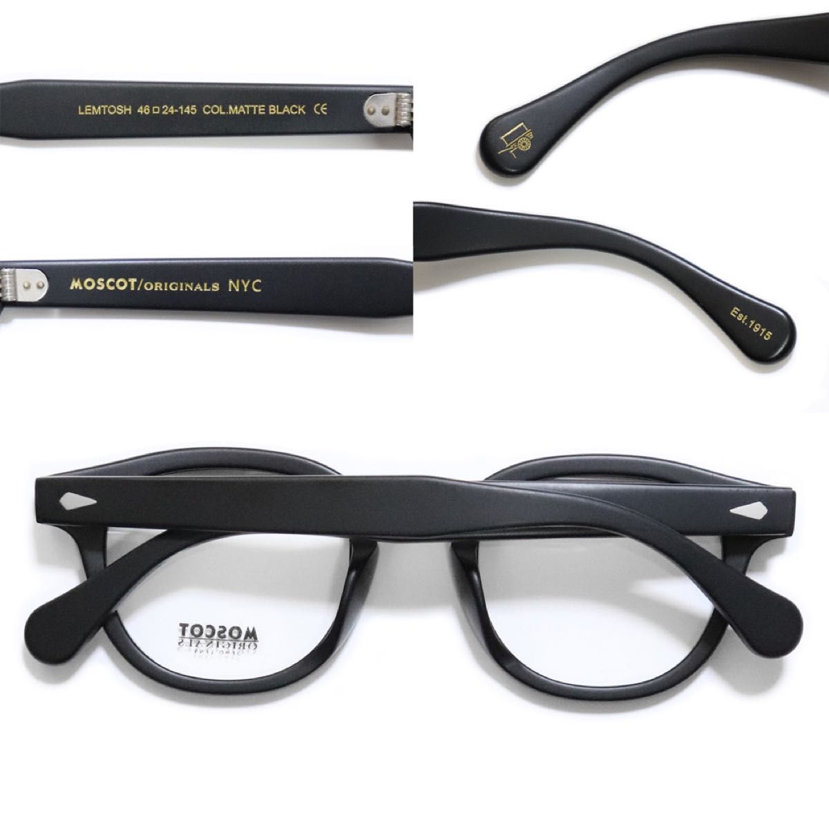 新品未使用☆ MOSCOT モスコット LEMTOSH レムトッシュ 眼鏡 メガネ Matte Black マットブラック 46