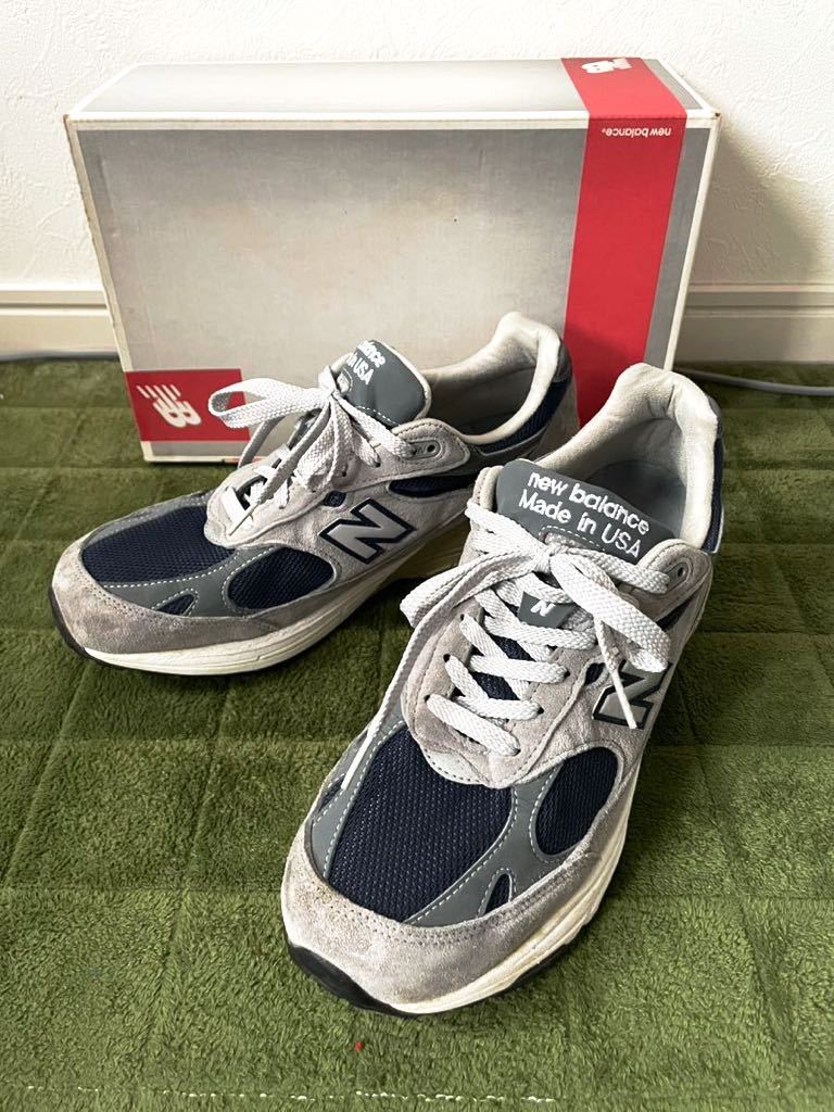 New Balance USA ニューバランス 993 MR993 GNV グレー ネイビー 28.5cm US10.5 WIDTH D 中古990 991 992 996 1300 1400 2002 MADE IN USA_画像1