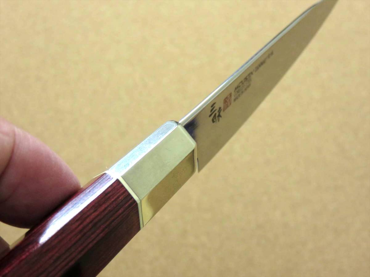 関の刃物 ペティナイフ 11cm (110mm) 三昧 荒波 VG-10 VG-2 コアレス鋼ステンレス 赤合板 果物包丁 皮むき 野菜 小型両刃ナイフ 国産日本製