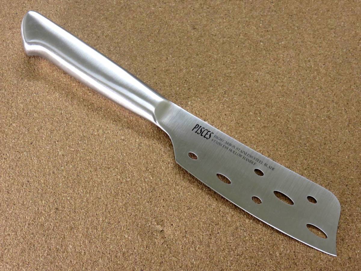 関の刃物 チーズナイフ 12cm (120mm) PISCES (パイシーズ) モリブデン ステンレス一体型ハンドル 家庭用 チーズ切り専用の両刃包丁 日本製