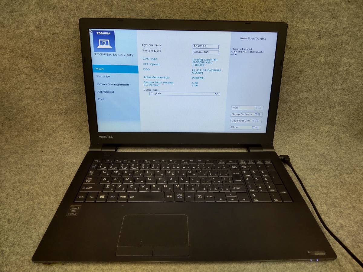 東芝 dynabook Satellite B35R i3-5005U Bios確認 バッテリー欠損 ジャンク 8982Hの画像1