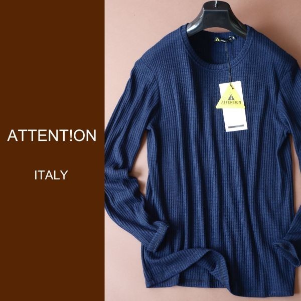 dn372 S M L 選択可 中部イタリアの街着ブランド 模様編みニットトップス イタリア製 セーター スモークネイビー系