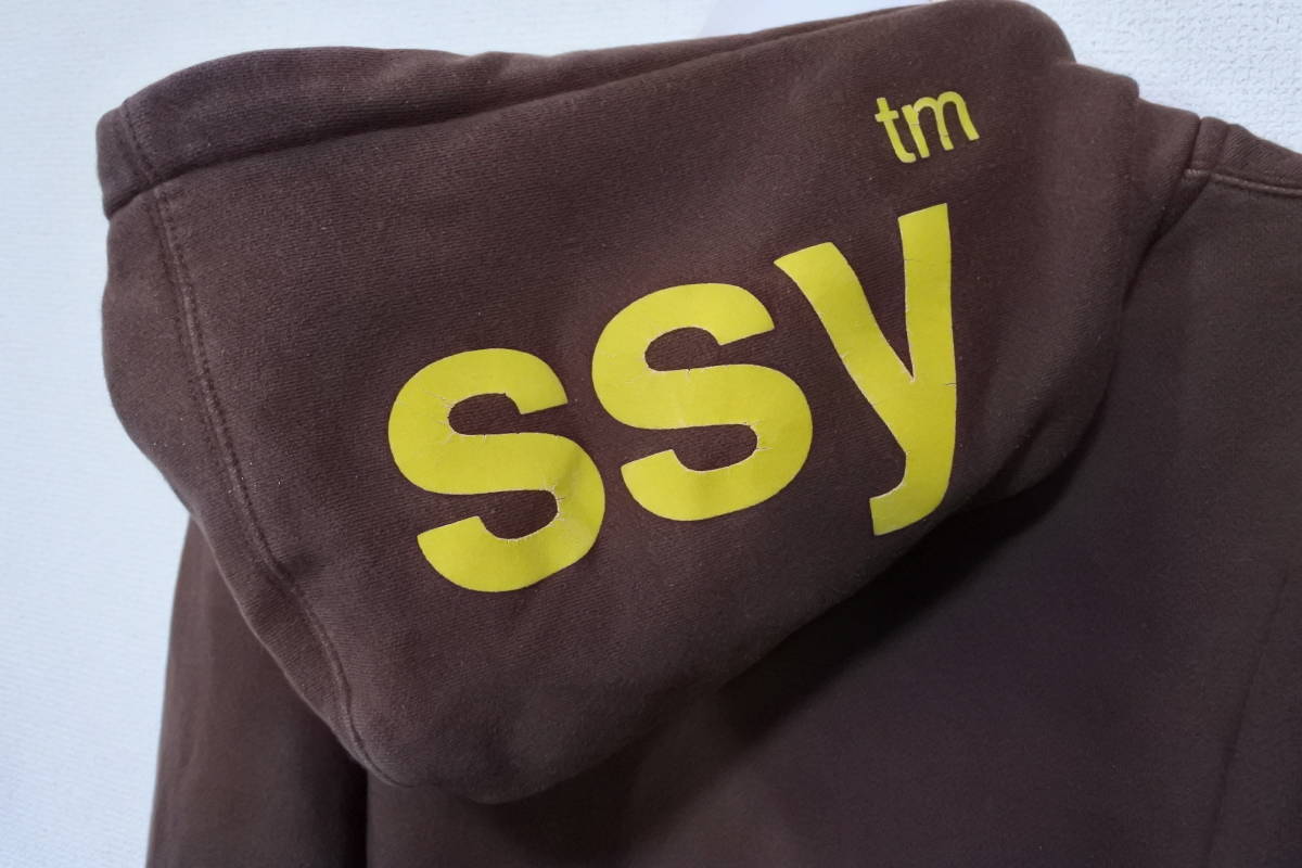 00\'s STUSSY Hoodie size S тренировочный Parker Brown темно-синий бирка 