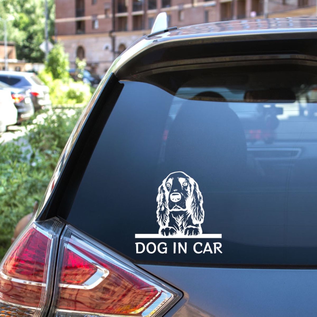 カッティングステッカー DOG IN CAR フィールドスパニエル 白